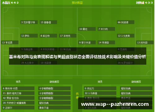 基米希对阵马竞表现解读与英超级别状态全面评估技战术影响及关键价值分析